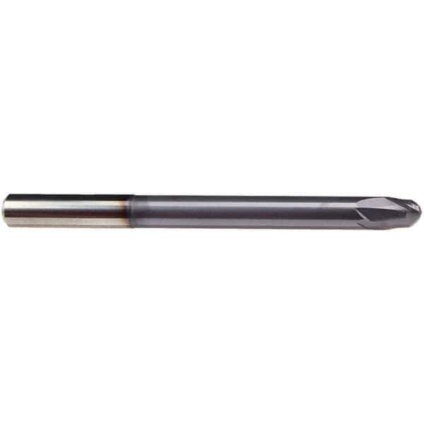 Emuge - 7/16" Diam, 11/32" LOC, 2 Flute Solid Carbide Roughing & Finishing End Mill - TiAlN Finish, 5" OAL, 7/16" Shank Diam, Cylindrical Shank, 30° Helix, Extra Long Length - USA Tool & Supply