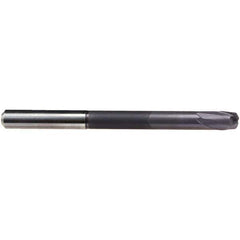Emuge - 10mm Diam, 8mm LOC, 2 Flute Solid Carbide Roughing & Finishing End Mill - TiAlN Finish, 160mm OAL, 12mm Shank Diam, Cylindrical Shank, 30° Helix, Extra Long Length - USA Tool & Supply