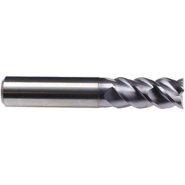 Emuge - 3/4" Diam, 1-1/2" LOC, 4 Flute Solid Carbide Roughing & Finishing End Mill - TiAlN Finish, 4" OAL, 3/4" Shank Diam, Cylindrical Shank, 50° Helix, Centercutting, Long Length - USA Tool & Supply