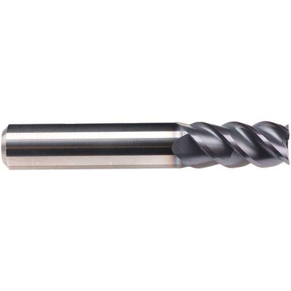 Emuge - 8mm Diam, 19mm LOC, 4 Flute Solid Carbide Roughing & Finishing End Mill - TiAlN Finish, 63mm OAL, 8mm Shank Diam, Cylindrical Shank, 50° Helix, Centercutting, Long Length - USA Tool & Supply