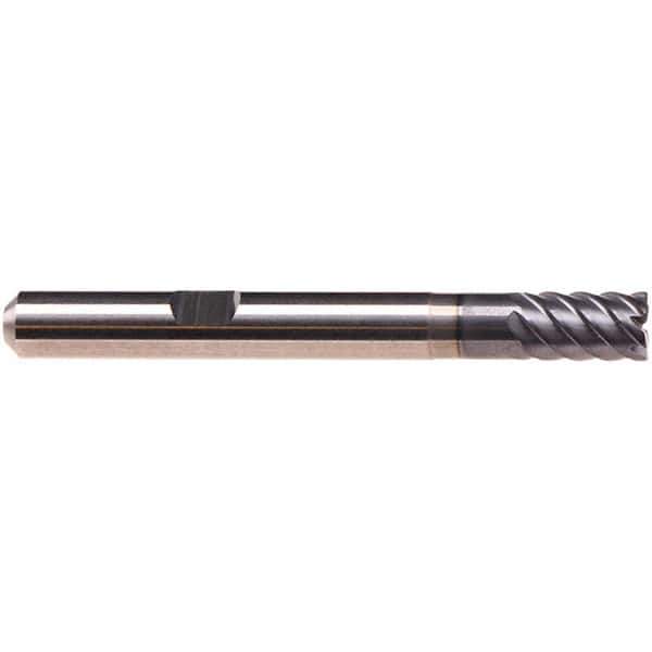 Emuge - 8mm Diam, 12mm LOC, 6 Flute Solid Carbide Roughing & Finishing End Mill - TiAlN Finish, 58mm OAL, 8mm Shank Diam, Weldon Shank, 50° Helix, Stub Length - USA Tool & Supply