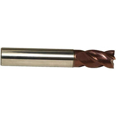 Emuge - 5mm Diam, 9mm LOC, 4 Flute Solid Carbide Roughing & Finishing End Mill - TiAlN Finish, 54mm OAL, 6mm Shank Diam, Cylindrical Shank, 38° Helix, Centercutting, Stub Length - USA Tool & Supply