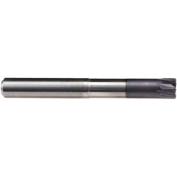 Emuge - 10mm Diam, 6mm LOC, 6 Flute Solid Carbide Roughing & Finishing End Mill - TiAlN Finish, 45mm OAL, 10mm Shank Diam, Cylindrical Shank, 0° Helix, Long Length - USA Tool & Supply