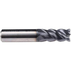 Emuge - 16mm Diam, 40mm LOC, 4 Flute Solid Carbide Roughing & Finishing End Mill - TiAlN Finish, 92mm OAL, 16mm Shank Diam, Weldon Shank, 50° Helix, Centercutting, Long Length - USA Tool & Supply