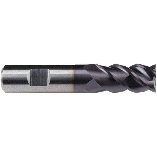 Emuge - 5/8" Diam, 1-1/4" LOC, 4 Flute Solid Carbide Roughing & Finishing End Mill - TiAlN Finish, 3-1/2" OAL, 5/8" Shank Diam, Weldon Shank, 50° Helix, Centercutting, Long Length - USA Tool & Supply
