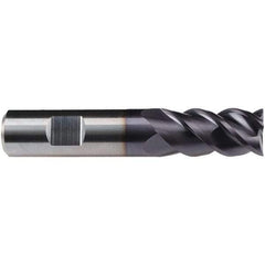 Emuge - 5/8" Diam, 1-1/4" LOC, 4 Flute Solid Carbide Roughing & Finishing End Mill - TiAlN Finish, 3-1/2" OAL, 5/8" Shank Diam, Weldon Shank, 50° Helix, Centercutting, Long Length - USA Tool & Supply