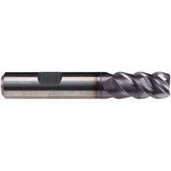 Emuge - 10mm Diam, 22mm LOC, 4 Flute Solid Carbide Roughing & Finishing End Mill - TiAlN Finish, 72mm OAL, 10mm Shank Diam, Weldon Shank, 50° Helix, Centercutting, Long Length - USA Tool & Supply