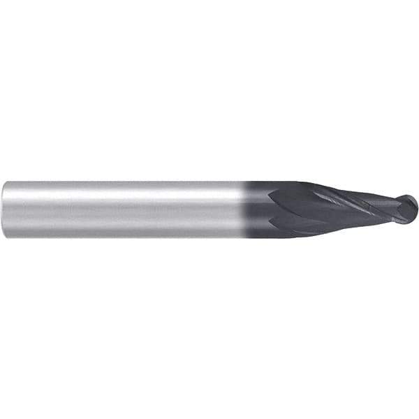 Emuge - 8° Taper Angle per Side, 3.85mm Small End Diam, 15mm LOC, Solid Carbide 2 Flute Tapered Ball End Mill - AlCr Finish, 62mm OAL, 6mm Shank Diam, Spiral Flute, 30° Helix - USA Tool & Supply