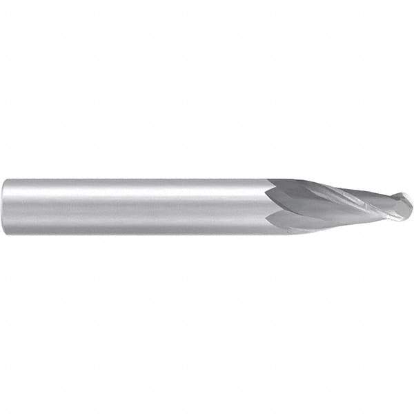 Emuge - 8° Taper Angle per Side, 3.85mm Small End Diam, 15mm LOC, Solid Carbide 2 Flute Tapered Ball End Mill - 62mm OAL, 6mm Shank Diam, Spiral Flute, 30° Helix - USA Tool & Supply