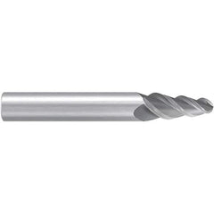 Emuge - 17.5° Taper Angle per Side, 3.26mm Small End Diam, 8mm LOC, Solid Carbide 3 Flute Tapered Ball End Mill - 57mm OAL, 6mm Shank Diam, Spiral Flute, 45° Helix - USA Tool & Supply