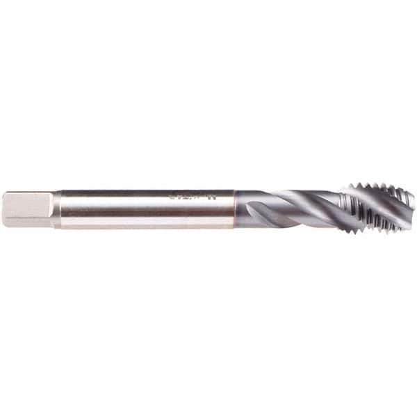 Emuge - M12x1.75 M 3 Flute 6H Modified Bottoming Spiral Flute Tap - High Speed Steel, TiCN Finish, 110mm OAL, Right Hand Flute, Right Hand Thread, Series C4939300 - USA Tool & Supply