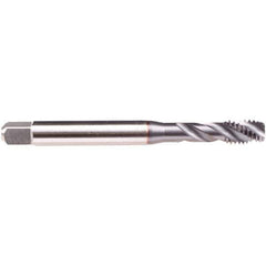 Emuge - #4-48 UNF 2 Flute 2B/3B Modified Bottoming Spiral Flute Tap - High Speed Steel, TiCN Finish, 2.205" OAL, Right Hand Flute, Right Hand Thread, Series BU539300 - Exact Industrial Supply