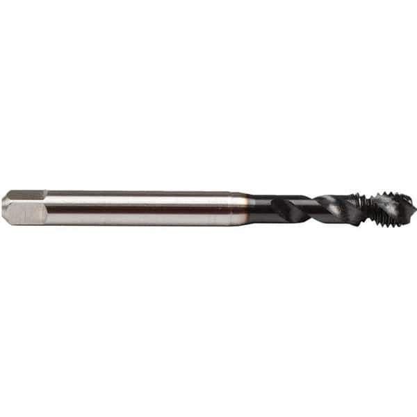 Emuge - #10-32 UNF, 2 Flute, 45° Helix, Plug Chamfer, GLT-8 Finish, High Speed Steel Spiral Flute STI Tap - Right Hand Flute, 2.756" OAL, 0.194" Shank Diam, 0.591" Thread Length, 3B Class of Fit, Series BU51S810 - Exact Industrial Supply