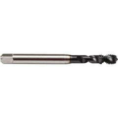 Emuge - #6-40 UNF, 2 Flute, 45° Helix, Plug Chamfer, GLT-8 Finish, High Speed Steel Spiral Flute STI Tap - Right Hand Flute, 2.205" OAL, 0.141" Shank Diam, 0.472" Thread Length, 3B Class of Fit, Series BU51S810 - Exact Industrial Supply