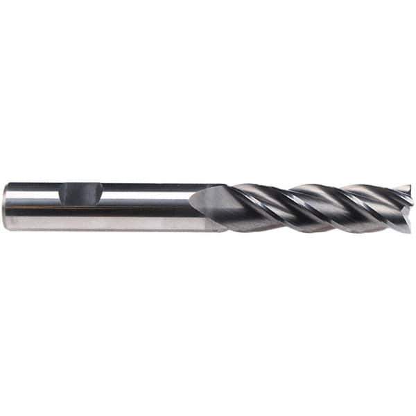 Emuge - 5/8" Diam, 2-1/4" LOC, 4 Flute Solid Carbide Roughing & Finishing End Mill - CrN Finish, 5" OAL, 5/8" Shank Diam, Weldon Shank, 38° Helix, Centercutting, Stub Length - USA Tool & Supply