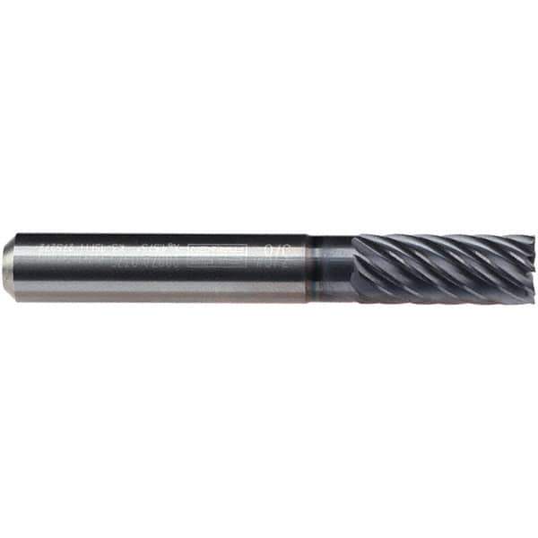 Emuge - 1/4" Diam, 17/32" LOC, 6 Flute Solid Carbide Roughing & Finishing End Mill - TiAlN Finish, 2-1/4" OAL, 1/4" Shank Diam, Cylindrical Shank, 40° Helix, Long Length - USA Tool & Supply