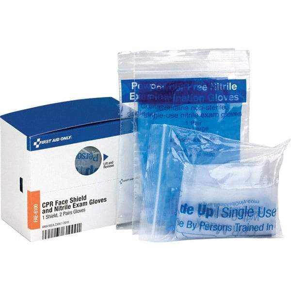 PRO-SAFE - Disposable CPR Masks/Breathers Compatible First Aid Kits: 59491, 59492 Includes: (4) Nitrile Exam Gloves; CPR Mask - USA Tool & Supply