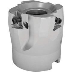 Seco - 9 Inserts, 63mm Cut Diam, 27mm Arbor Diam, 8mm Max Depth of Cut, Indexable Square-Shoulder Face Mill - 90° Lead Angle, 40mm High, LOEX08.. Insert Compatibility, Through Coolant, Series 220.94-08 - USA Tool & Supply