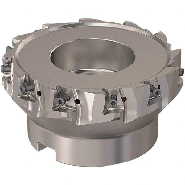 Seco - 12 Inserts, 125mm Cut Diam, 40mm Arbor Diam, 12mm Max Depth of Cut, Indexable Square-Shoulder Face Mill - 90° Lead Angle, 63mm High, LOEX12 Insert Compatibility, Through Coolant, Series 220.94-12 - USA Tool & Supply