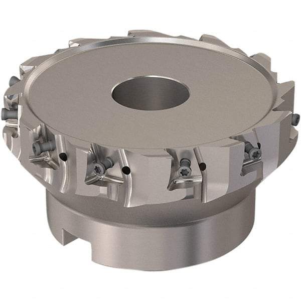 Seco - 12 Inserts, 5" Cut Diam, 38.1mm Arbor Diam, 12mm Max Depth of Cut, Indexable Square-Shoulder Face Mill - 90° Lead Angle, 63mm High, LOEX12 Insert Compatibility, Through Coolant, Series 220.94-12 - USA Tool & Supply
