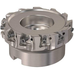 Seco - 12 Inserts, 100mm Cut Diam, 32mm Arbor Diam, 12mm Max Depth of Cut, Indexable Square-Shoulder Face Mill - 90° Lead Angle, 50mm High, LOEX12 Insert Compatibility, Through Coolant, Series 220.94-12 - USA Tool & Supply