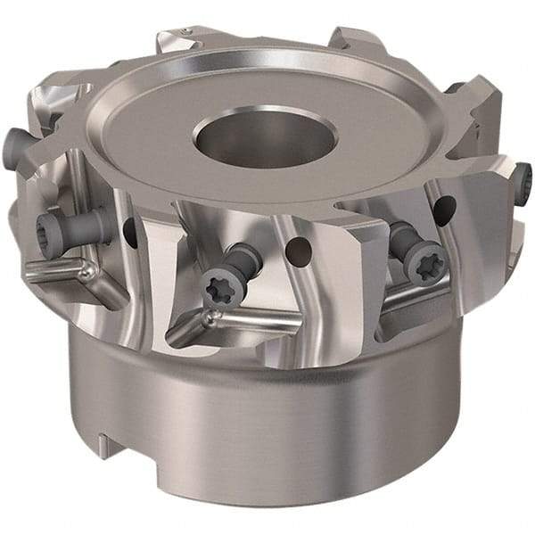 Seco - 8 Inserts, 2-1/2" Cut Diam, 19.05mm Arbor Diam, 12mm Max Depth of Cut, Indexable Square-Shoulder Face Mill - 90° Lead Angle, 40mm High, LOEX12 Insert Compatibility, Through Coolant, Series 220.94-12 - USA Tool & Supply