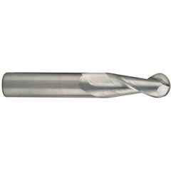4 mm Dia. × 4 mm Shank × 11 mm DOC × 50 mm OAL, Carbide Uncoated, Spiral , 2 Flute, 35° Helix, Ballnose End Mill - Exact Industrial Supply