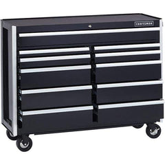 Craftsman - 11 Drawer 1,200 Lb Capacity Steel Tool Roller Cabinet - 52" Wide x 40-3/4" High x 18" Deep, Roller Bearing Drawer Slides, Black - USA Tool & Supply