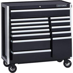Craftsman - 13 Drawer 1,200 Lb Capacity Steel Tool Roller Cabinet - 41" Wide x 40-3/4" High x 18" Deep, Roller Bearing Drawer Slides, Black - USA Tool & Supply