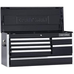 Craftsman - 1 Compartment 7 Drawer Top Tool Chest - 40-1/2" Wide x 16" Deep x 19-3/4" High, Steel, Black - USA Tool & Supply