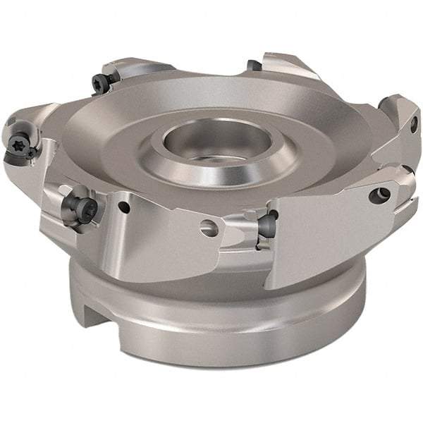 Seco - 100mm Cut Diam, 6mm Max Depth, 32mm Arbor Hole, 7 Inserts, RP..1204 Insert Style, Indexable Copy Face Mill - R220.29 Cutter Style, 8,400 Max RPM, 63mm High, Through Coolant, Series R220.29 - USA Tool & Supply