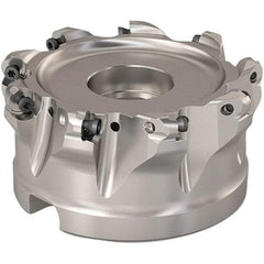 Seco - 89.6mm Cut Diam, 6mm Max Depth, 1-1/2" Arbor Hole, 9 Inserts, RP..1204 Insert Style, Indexable Copy Face Mill - R220.29 Cutter Style, 8,800 Max RPM, 2 High, Through Coolant, Series R220.29 - USA Tool & Supply