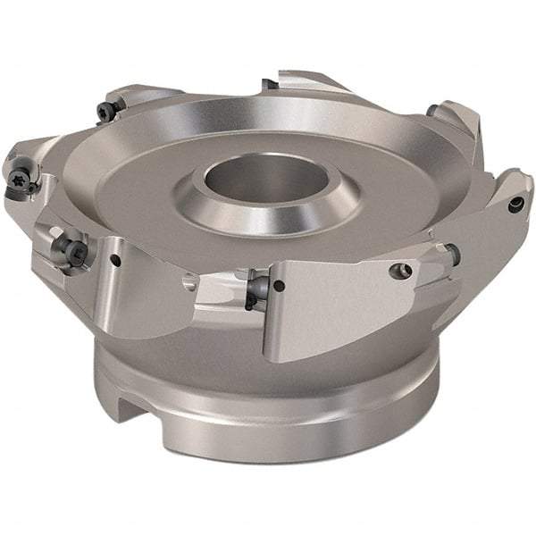 Seco - 125mm Cut Diam, 6mm Max Depth, 40mm Arbor Hole, 8 Inserts, RP..1204 Insert Style, Indexable Copy Face Mill - R220.29 Cutter Style, 7,600 Max RPM, 63mm High, Through Coolant, Series R220.29 - USA Tool & Supply