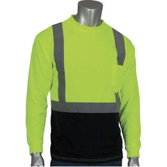 PIP - Size XL Black & Hi-Vis Yellow High Visibility Long Sleeve T-Shirt - USA Tool & Supply