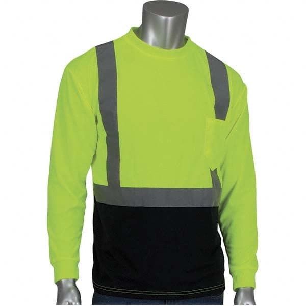 PIP - Size M Black & Hi-Vis Yellow High Visibility Long Sleeve T-Shirt - USA Tool & Supply