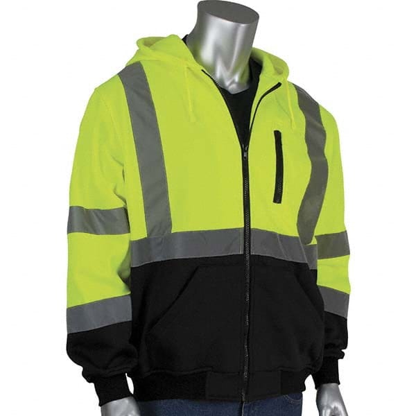PIP - Size S Black & Hi-Vis Yellow High Visibility Long Sleeve Sweatshirt - USA Tool & Supply