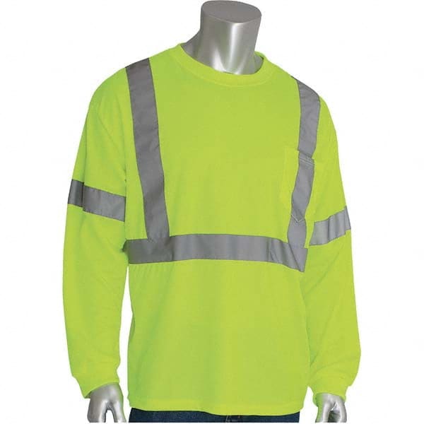 PIP - Size L Hi-Vis Yellow High Visibility Long Sleeve T-Shirt - USA Tool & Supply