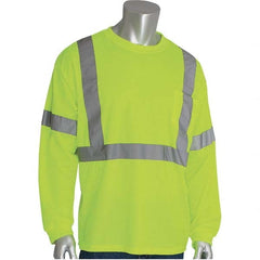 PIP - Size L Hi-Vis Yellow High Visibility Long Sleeve T-Shirt - USA Tool & Supply