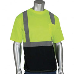 PIP - Size 4XL Black & Hi-Vis Yellow High Visibility Short Sleeve T-Shirt - USA Tool & Supply