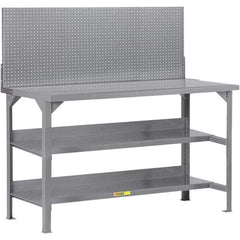 Little Giant - 72 Wide x 36" Deep x 36" High, 12 Gauge Steel Workbench - 12 Gauge Steel Top, Fixed Legs, Gray - USA Tool & Supply