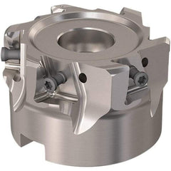 Seco - 6 Inserts, 63mm Cut Diam, 27mm Arbor Diam, 12mm Max Depth of Cut, Indexable Square-Shoulder Face Mill - 90° Lead Angle, 40mm High, LOEX12 Insert Compatibility, Through Coolant, Series 220.94-12 - USA Tool & Supply