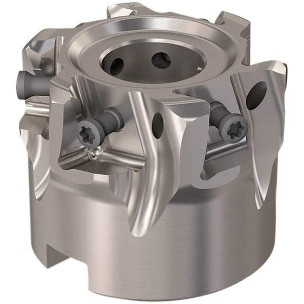 Seco - 6 Inserts, 50mm Cut Diam, 22mm Arbor Diam, 12mm Max Depth of Cut, Indexable Square-Shoulder Face Mill - 90° Lead Angle, 40mm High, LOEX12 Insert Compatibility, Through Coolant, Series 220.94-12 - USA Tool & Supply