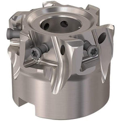 Seco - 6 Inserts, 50mm Cut Diam, 22mm Arbor Diam, 12mm Max Depth of Cut, Indexable Square-Shoulder Face Mill - 90° Lead Angle, 40mm High, LOEX12 Insert Compatibility, Through Coolant, Series 220.94-12 - USA Tool & Supply