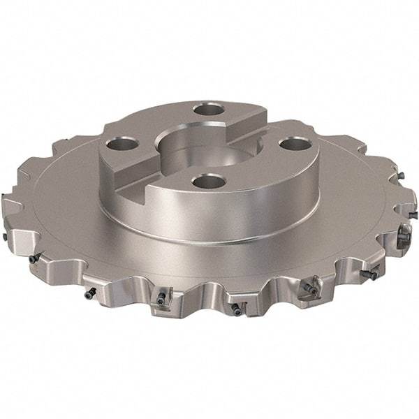 Seco - Shell Mount Connection, 0.787" Cutting Width, 59.31mm Depth of Cut, 250mm Cutter Diam, 60mm Hole Diam, 9 Tooth Indexable Slotting Cutter - R335.25 Toolholder, XNHQ 12 Insert, Right Hand Cutting Direction - USA Tool & Supply