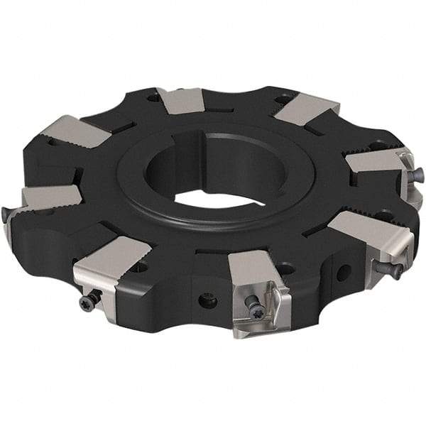 Seco - Arbor Hole Connection, 0.669" Cutting Width, 32.9mm Depth of Cut, 125mm Cutter Diam, 40mm Hole Diam, 4 Tooth Indexable Slotting Cutter - R335.25 Toolholder, XNHQ 1407 Insert, Neutral Cutting Direction - USA Tool & Supply