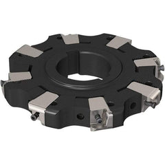 Seco - Arbor Hole Connection, 0.669" Cutting Width, 32.9mm Depth of Cut, 125mm Cutter Diam, 40mm Hole Diam, 4 Tooth Indexable Slotting Cutter - R335.25 Toolholder, XNHQ 1407 Insert, Neutral Cutting Direction - USA Tool & Supply