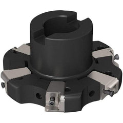 Seco - Shell Mount Connection, 0.669" Cutting Width, 24.82mm Depth of Cut, 100mm Cutter Diam, 27mm Hole Diam, 3 Tooth Indexable Slotting Cutter - R335.25 Toolholder, XNHQ 1407 Insert, Right Hand Cutting Direction - USA Tool & Supply