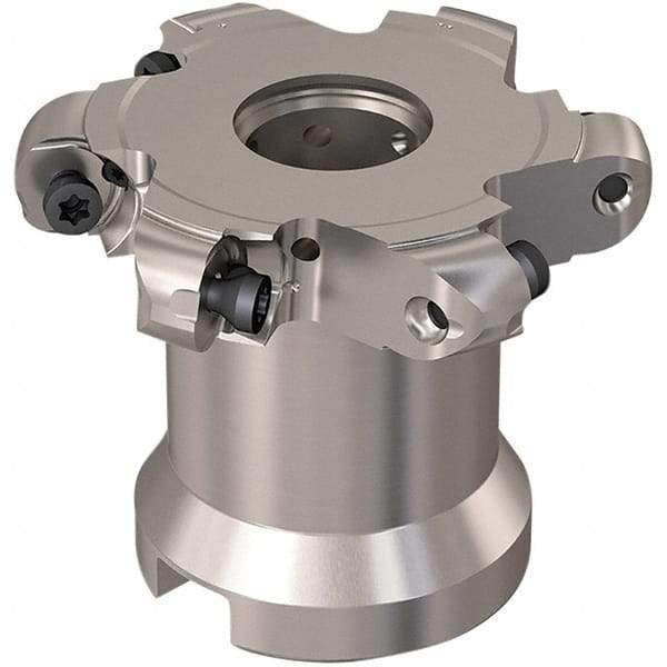 Seco - Shell Mount Connection, 0.472" Cutting Width, 15mm Depth of Cut, 63mm Cutter Diam, 22mm Hole Diam, 3 Tooth Indexable Slotting Cutter - R335.29 Toolholder, RP.. 1204 Insert, Right Hand Cutting Direction - USA Tool & Supply