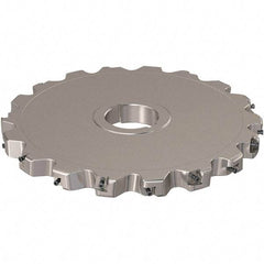 Seco - Arbor Hole Connection, 0.787" Cutting Width, 88.45mm Depth of Cut, 250mm Cutter Diam, 50mm Hole Diam, 9 Tooth Indexable Slotting Cutter - R335.25 Toolholder, XNHQ 12 Insert, Neutral Cutting Direction - USA Tool & Supply