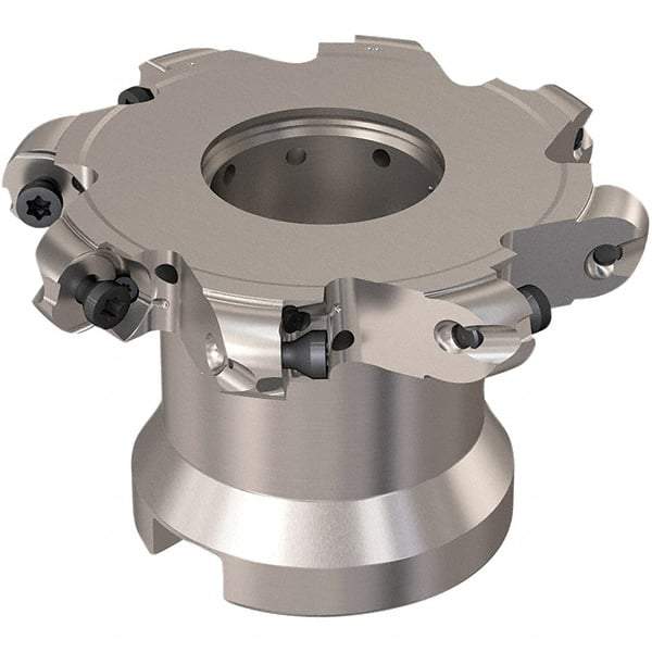 Seco - Shell Mount Connection, 0.472" Cutting Width, 20mm Depth of Cut, 80mm Cutter Diam, 27mm Hole Diam, 4 Tooth Indexable Slotting Cutter - R335.29 Toolholder, RP.. 1204 Insert, Right Hand Cutting Direction - USA Tool & Supply